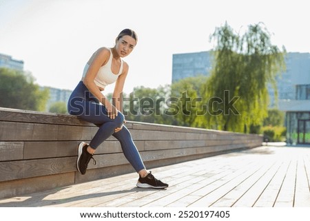 Similar – Attractive fit man running at sunset light