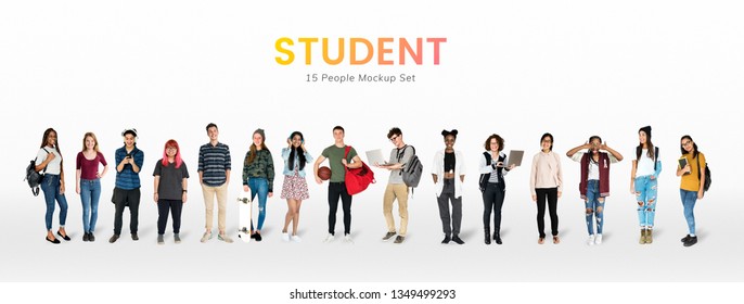 Young Student Character Mockups Set