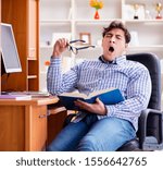 Young student at computer table