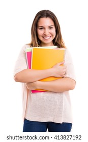 Young Student Posing Over A White Background