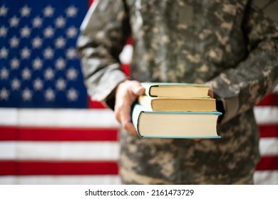 Young Student Soldier In Uniform. Veteran Study