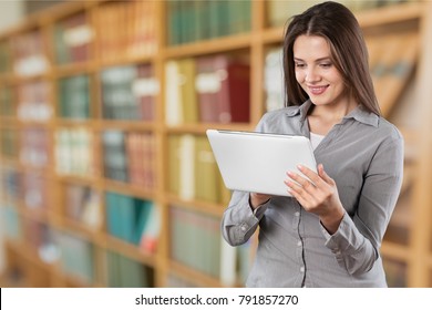 Young student using a tablet computer
