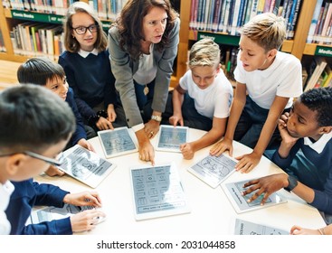 Young Students Using Digital Tablets School Stock Photo 2031044858 ...