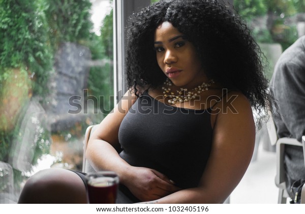 Young Stylish Darkskinned Girl Curly Hair Stock Photo Edit Now