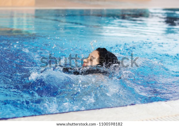 Young Teen Girl Pool Splashing Water Stock Photo 1100598182 | Shutterstock