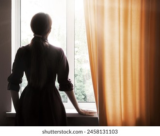 Young teen happy mood feel belief ask god faith stay dark black home room view even text space. adult religious lady suffer hand trust old love hope joy relax rest mental peace see day light white sky - Powered by Shutterstock