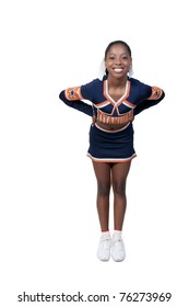 A Young Teenage Black African American Cheerleader