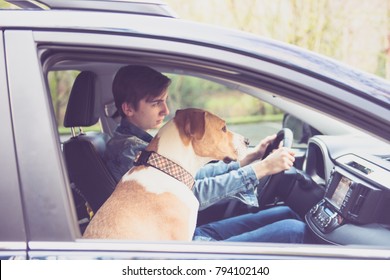 Young Teenage Boy Learning How To Drive A Car