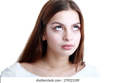 Young Teenager Acting Fed Up By Rolling Her Eyes 