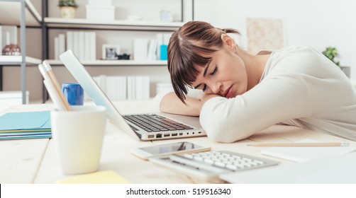 Young Tired Woman Office Desk Sleeping Stock Photo 519516340 | Shutterstock