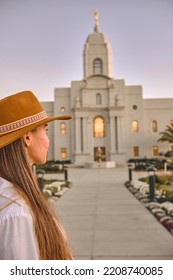 Young Tourists Exploring temple of The Church of Jesus Christ of Latter-day Saints, LDS Church, Arequipa, Peru - Shutterstock ID 2208740085