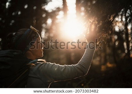 Similar – Image, Stock Photo Young man relaxing outdoors during workout in a forest