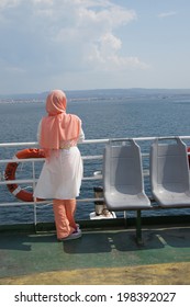 Young Turkish Woman With Scarf  On Gallipoli Ferry, Near Cannakale,  Turkey 