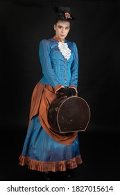 A Young Victorian Woman Wearing An 1880s Bodice And Skirt