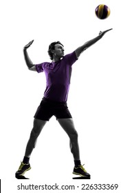 Young Volley Ball Player Man In Silhouette White Background