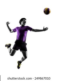 Young Volley Ball Player Man In Silhouette White Background