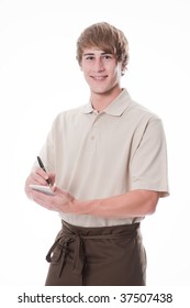 Young Waiter Taking An Order