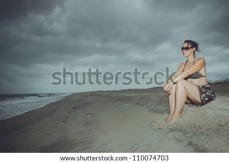 Similar – Image, Stock Photo Sitting, Waiting, Wishing