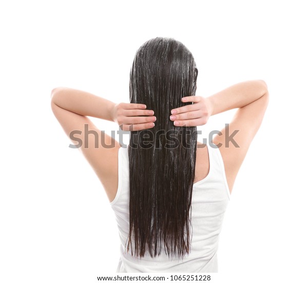 Young Woman Applying Mask Onto Hair Stock Photo (Edit Now) 1065251228