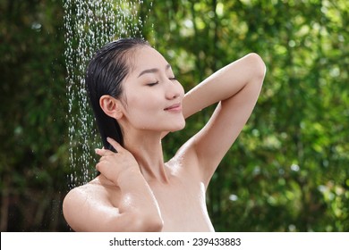 Young Woman Bathing