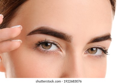 Young Woman With Beautiful Eyebrows, Closeup