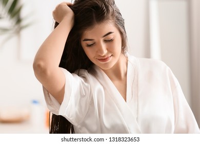 Young Woman Beautiful Long Hair Bathroom Stock Photo 1318323653 ...