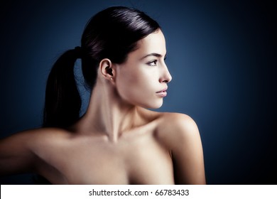  Young Woman Beauty Portrait, Profile, Studio Shot