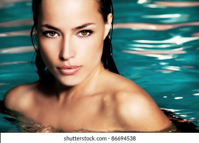 Young Woman Beauty Portrait In Water