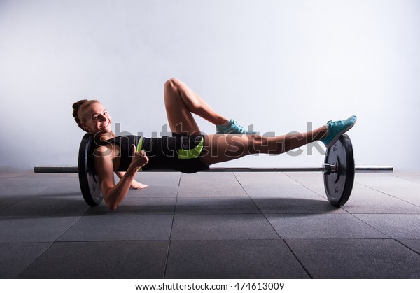 Young Woman Bench Pressing Weights Gym Stock Photo Edit Now