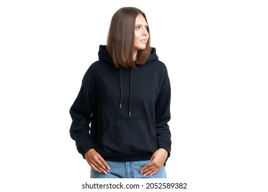 Young Woman Black Hoodie Isolated Stock Photo (Edit Now) 2052589382
