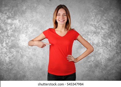 girl with red shirt