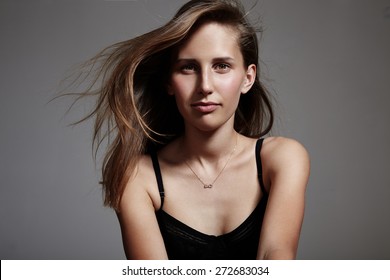 Young Woman With Blowing Hair