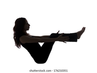 Young Woman In Boat Pose, Silhouette (Series With The Same Model Available)