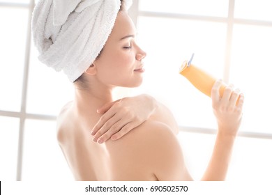 Young Woman Body Care At Home Indoors