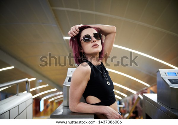 Young Woman Burgundy Red Maroon Short Stock Photo Edit Now