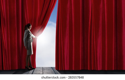 848 Woman Opening Stage Curtain Images, Stock Photos & Vectors ...