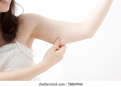 Young Woman Checking Her Upper Arm