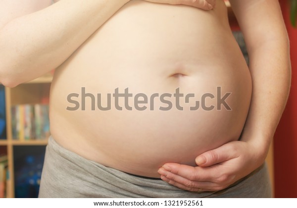 Young Woman Controlling Her Stomach Tightening Stock Photo Edit Now 1321952561