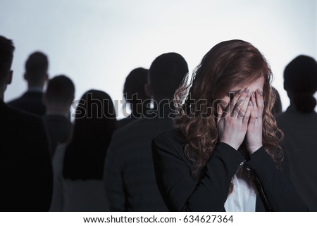 Similar – Image, Stock Photo Black woman covering her eyes with her hands.