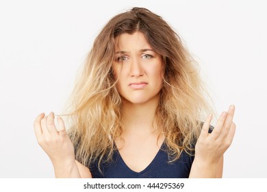 Young Woman With Damaged Dyed Hair