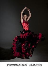 Young Woman Dancing Flamenco Studio Shot Stock Photo 182059250 ...