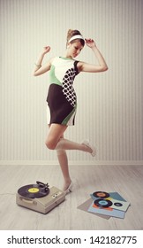 Young Woman Dancing At Home, 1960 Style