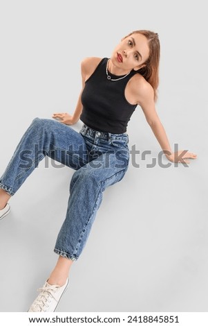 Similar – Young girl posing outdoor