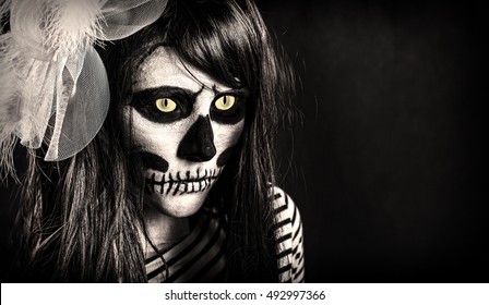 day of the dead girl wallpaper black and white