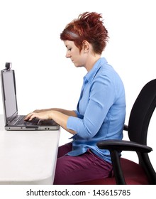 Young Woman Demonstrating Office Desk Posture