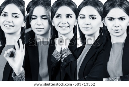 Young woman with different expressions.