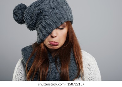 Young Woman Does Not Like Winter Time 