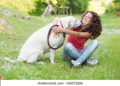 Young Woman With Dog