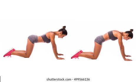 Young Woman Doing Exercise Cat Stretch