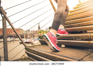Young woman doing sport in Hamburg